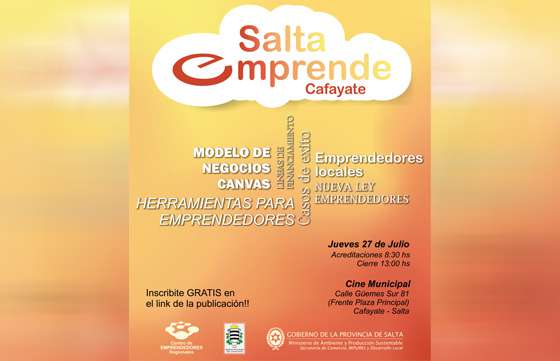 Realizarán en Cafayate la jornada de capacitación Salta Emprende
