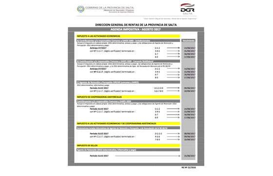 ​La DGR recuerda el calendario impositivo de agosto