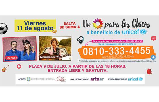 A beneficio de Unicef se realiza Un Sol para los Chicos en Salta