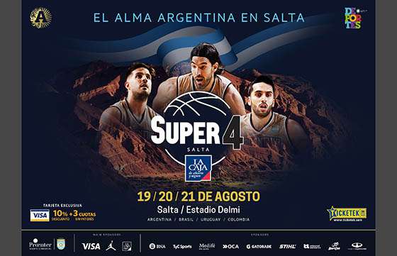 Las mejores selecciones de Sudamérica juegan hasta mañana el Súper 4 de Básquet en Salta