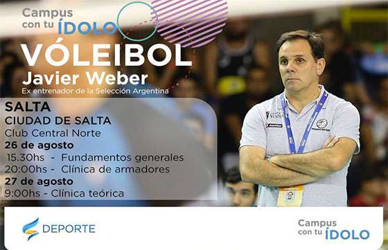 Javier Weber dictará en Salta una clínica gratuita de vóley