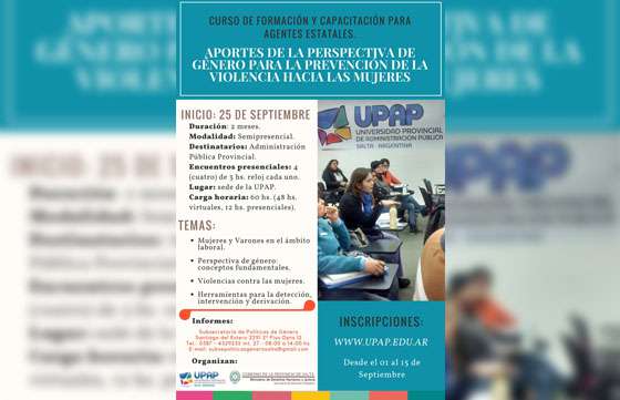 Curso de formación para agentes estatales en perspectiva de género para prevenir la violencia