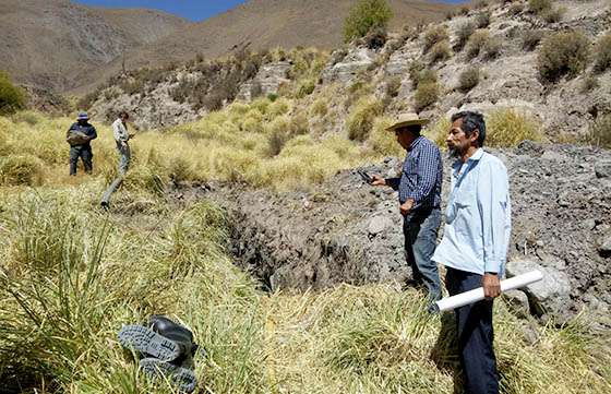 Verificaron el avance de obra ​hídrica en el paraje Tastil