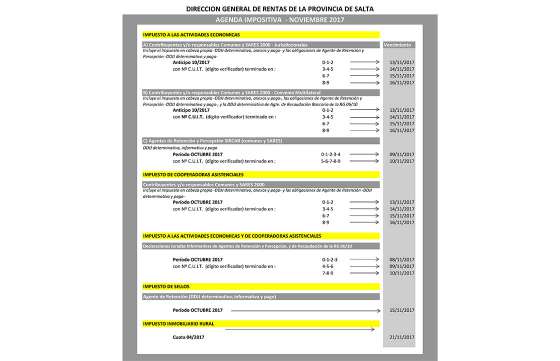 La DGR informa sobre los vencimientos impositivos de noviembre