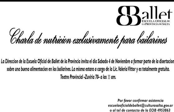 Charla gratuita sobre nutrición para bailarines