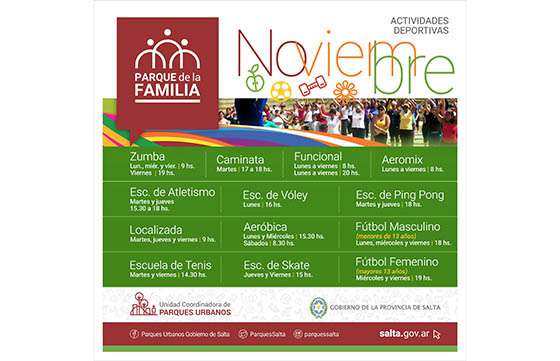 Noviembre con variadas propuestas en los Parques Urbanos