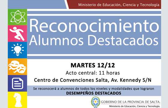 El Gobierno reconocerá hoy a alumnos destacados del 2017