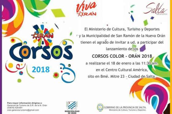 Orán presentará hoy los tradicionales Corsos Color 2018