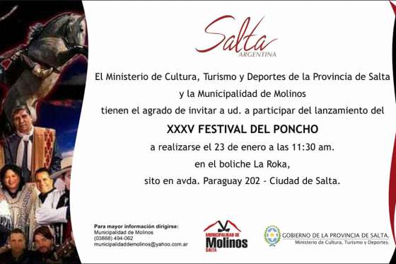 Molinos presentará hoy una nueva edición del Festival del Poncho