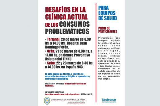 Inscriben para jornadas de capacitación en adicciones