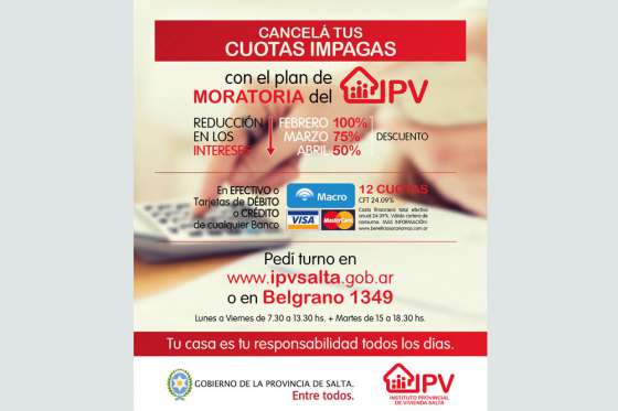 Moratoria: obtené tu turno en las oficinas del IPV para reducir el 100% de los intereses