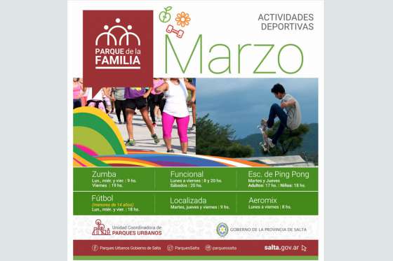 Continúan en marzo las propuestas deportivas en los Parques Urbanos