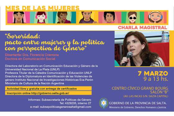 Charla magistral sobre sororidad y política con perspectiva de género
