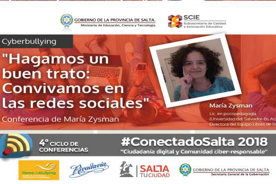 Continúa el ciclo #ConectadoSalta con charlas sobre Ciberbullying a cargo de la especialista María Zysman