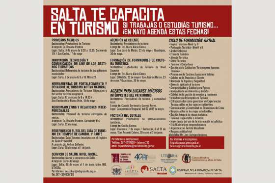 En mayo continúan las capacitaciones gratuitas para el sector turístico