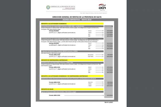 Fechas de vencimientos impositivos de mayo