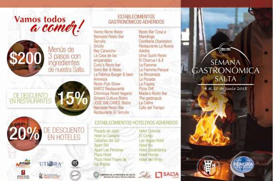 Del 4 al 10 de junio se vivirá la Semana Gastronómica Salta 2018