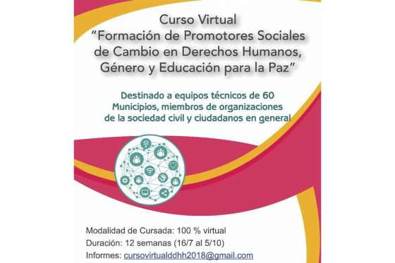 Este mes se reciben las inscripciones para el curso virtual para la formación de promotores sociales