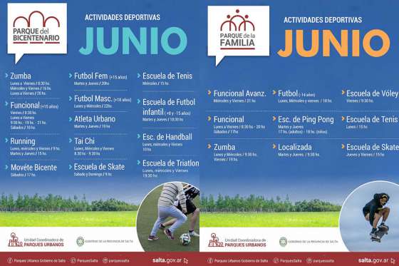 Variadas propuestas deportivas en junio en los Parques Urbanos