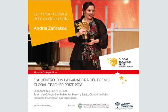 La ganadora del concurso “La mejor maestra del mundo” brindará una conferencia en Salta