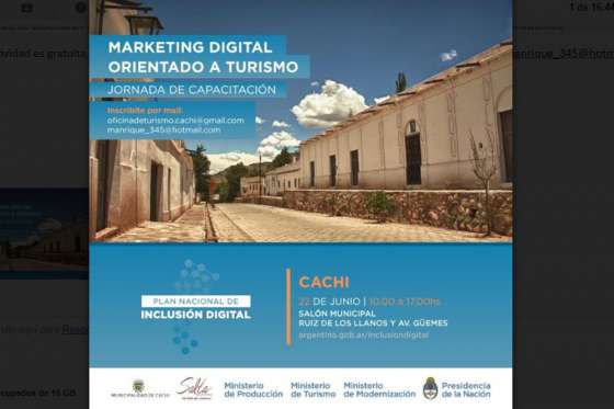 Mañana se realizará en Cachi la capacitación “Marketing Digital orientado a Turismo”