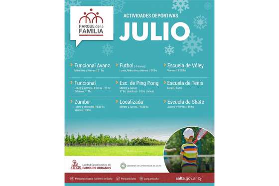 Julio con variadas propuestas en los Parques Urbanos