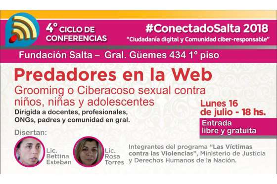 El ciclo #ConectadoSalta ofrecerá charlas de concientización sobre el grooming o ciberacoso