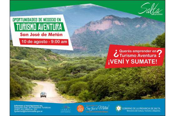 En Metán se realizará mañana el taller Oportunidades de Negocios en Turismo Aventura