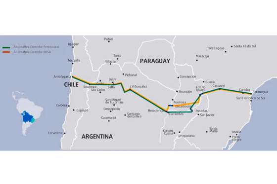 El corredor ferroviario bioceánico unirá Brasil, Paraguay . Argentina y Chile por Socompa, Salta