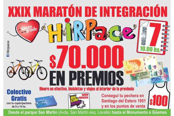 El domingo se corre la 29° edición de la Maratón Integración Hirpace