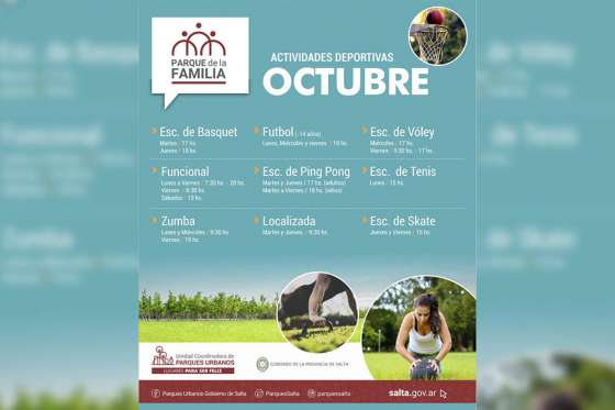 Diversas propuestas  en los Parques Urbanos durante octubre