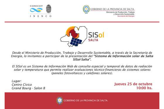 Salta presentará un innovador Sistema de Información Solar