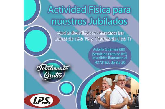A partir del lunes 26 el IPS dictará clases gratuitas de Actividad Física para sus jubilados