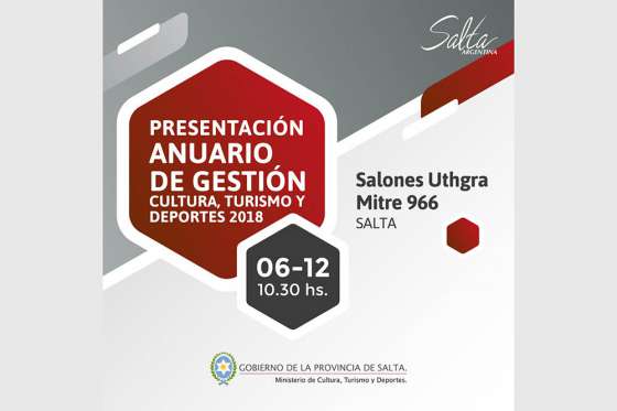 Hoy se presentará el Anuario de Gestión de Cultura, Turismo y Deportes