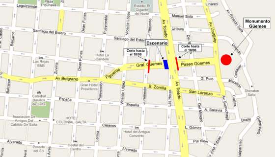 Cortes de tránsito por los actos en homenaje a Güemes