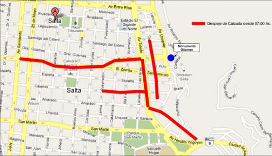 Cortes de tránsito  por el desfile cívico militar en honor a Güemes