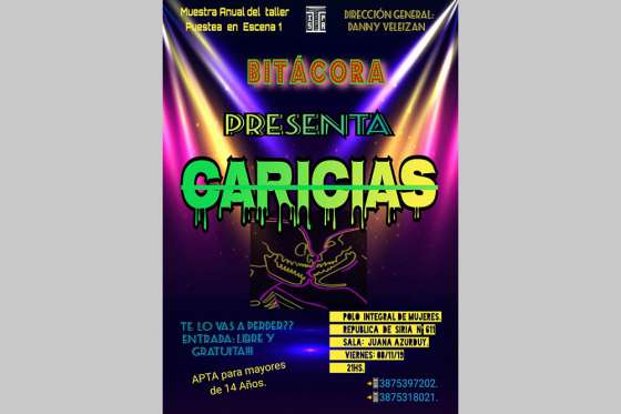 La obra teatral Caricias se presentará este viernes en el Polo Integral de las Mujeres