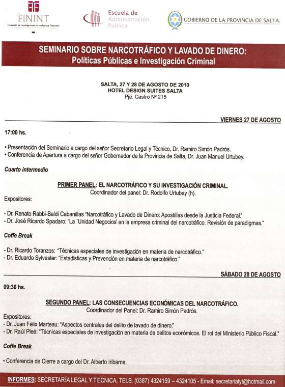 Se inicia el Seminario sobre Narcotráfico Y Lavado de Dinero: Políticas Públicas e Investigación Criminal