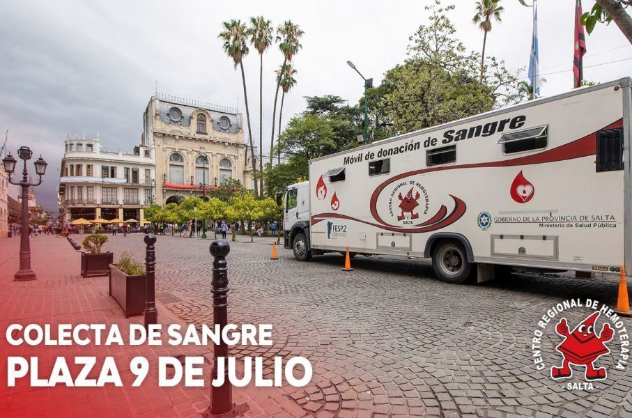 Hoy se colectará sangre de todo grupo y factor en la plaza 9 de Julio de la Capital