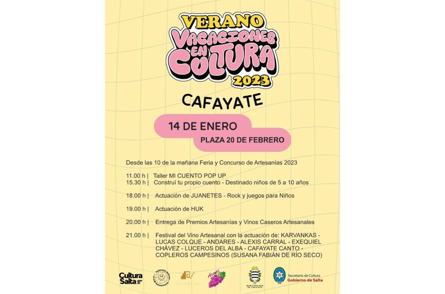 Programme culturel complet de ce samedi à Cafayate