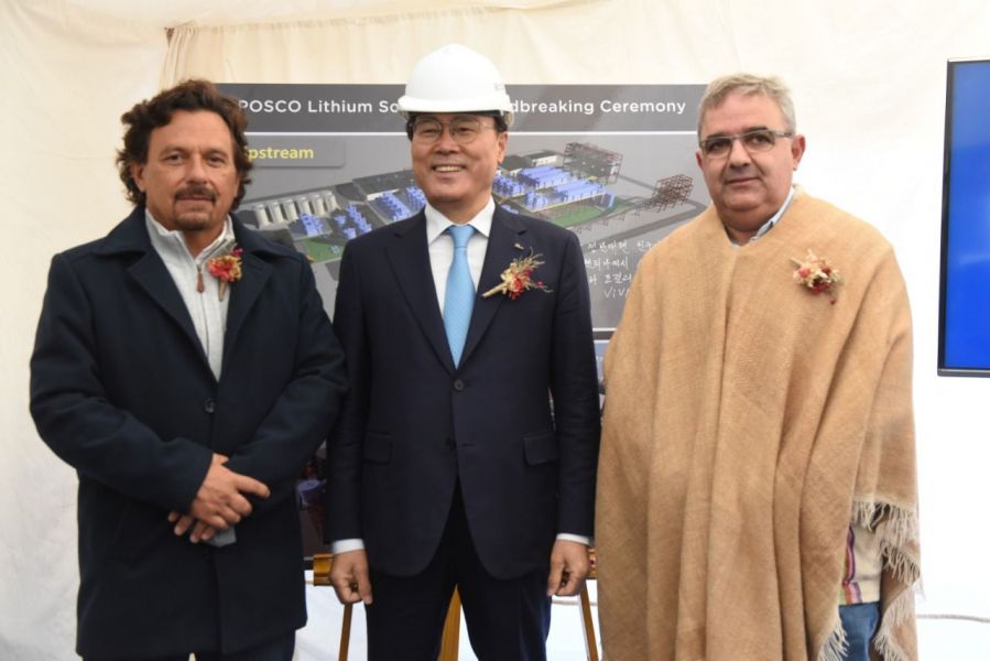 Sáenz y autoridades de Posco pusieron en marcha la obra de la primera planta comercial de hidróxido de litio
