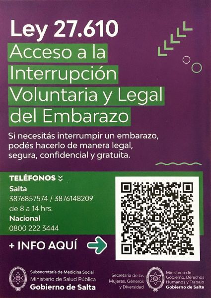 Salta cuenta con líneas telefónicas para asesoramiento sobre la Interrupción Voluntaria y Legal del Embarazo.