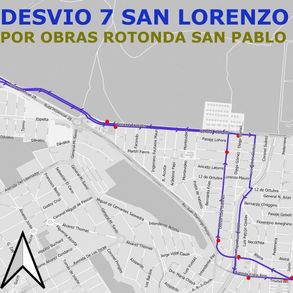 Desvíos del 3A, 3 Troncal Norte Oeste, 4E y 7 San Lorenzo por obras en nudo Arenales