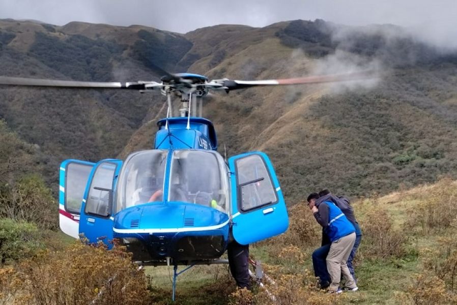 Evacuaron por vía aérea a un hombre accidentado en Potrero de Castilla