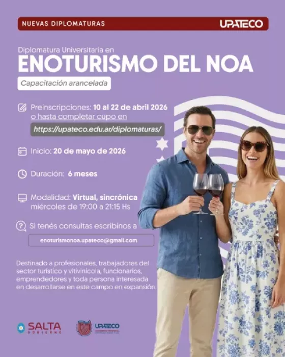 UPATecO suma nuevas diplomaturas en áreas estratégicas: enoturismo, finanzas, prospectiva y derecho laboral