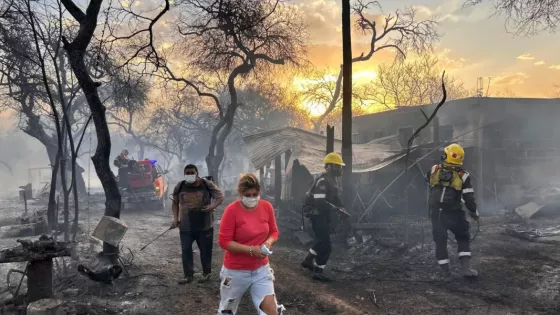 Cuadrillas trabajan en la sofocación de nuevos incendios de pastizales activados por el viento Zonda