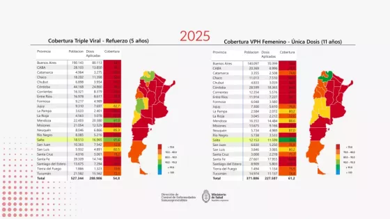 Salta lideró las coberturas de vacunación en edad escolar a nivel nacional durante 2025