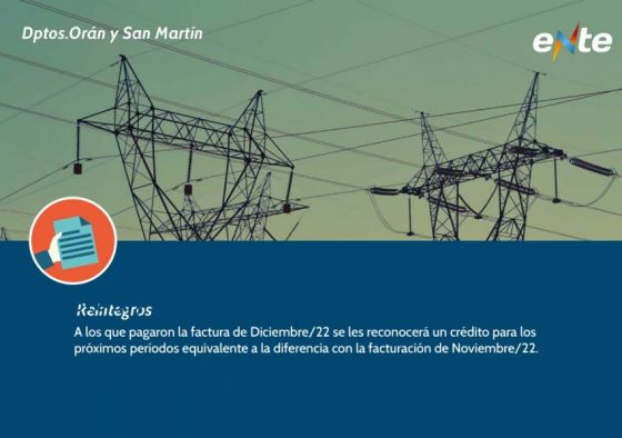 Cerca del 90% de los usuarios de Edesa de Orán y San Martín pagarán la boleta de la luz a valores de noviembre