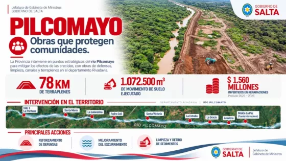 Río Pilcomayo: obras continuas para la protección de comunidades en el departamento Rivadavia