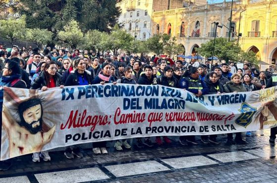 La peregrinación de policías fue recibida por autoridades de Seguridad y Justicia